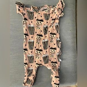 Posh Peanut Bamboo Romper - Latte Print